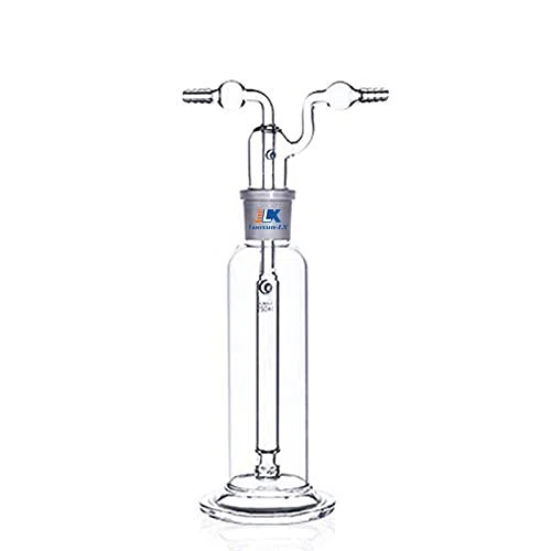 Bottiglia di lavaggio del gas da laboratorio, trappola per vuoto in vetro da 500 ml con due tubi piegati, kit di vetreria in borosilicato per laboratorio di chimica (500ml)