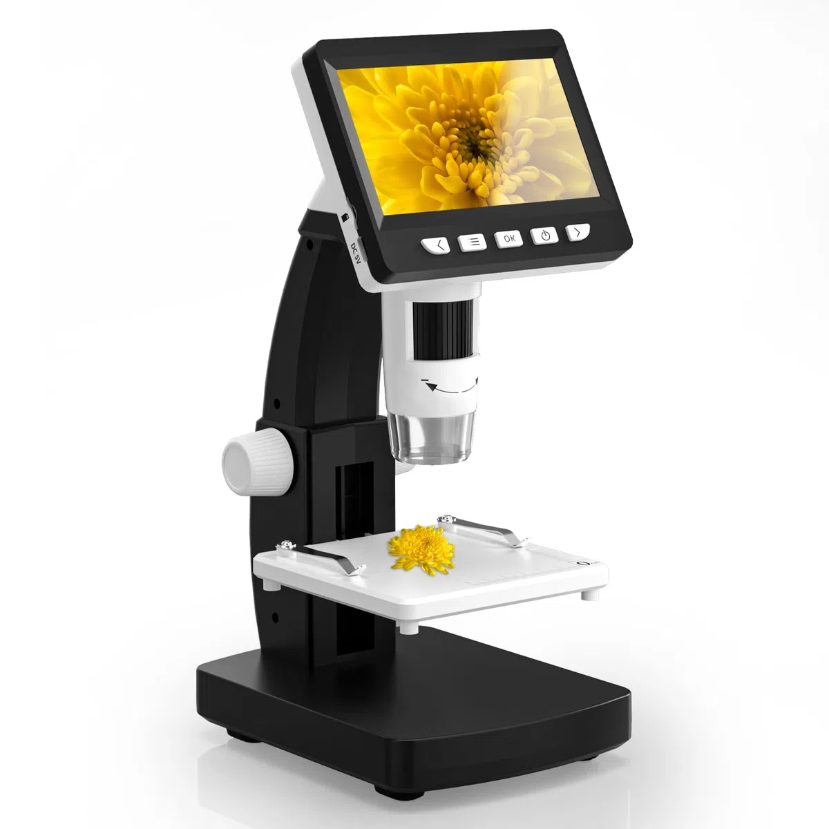 CIMELR Microscopio Digitale da 4,3 pollici, con risoluzione 50X-1000X e 8 luci LED regolabili, Microscopio per adulti (306-B)