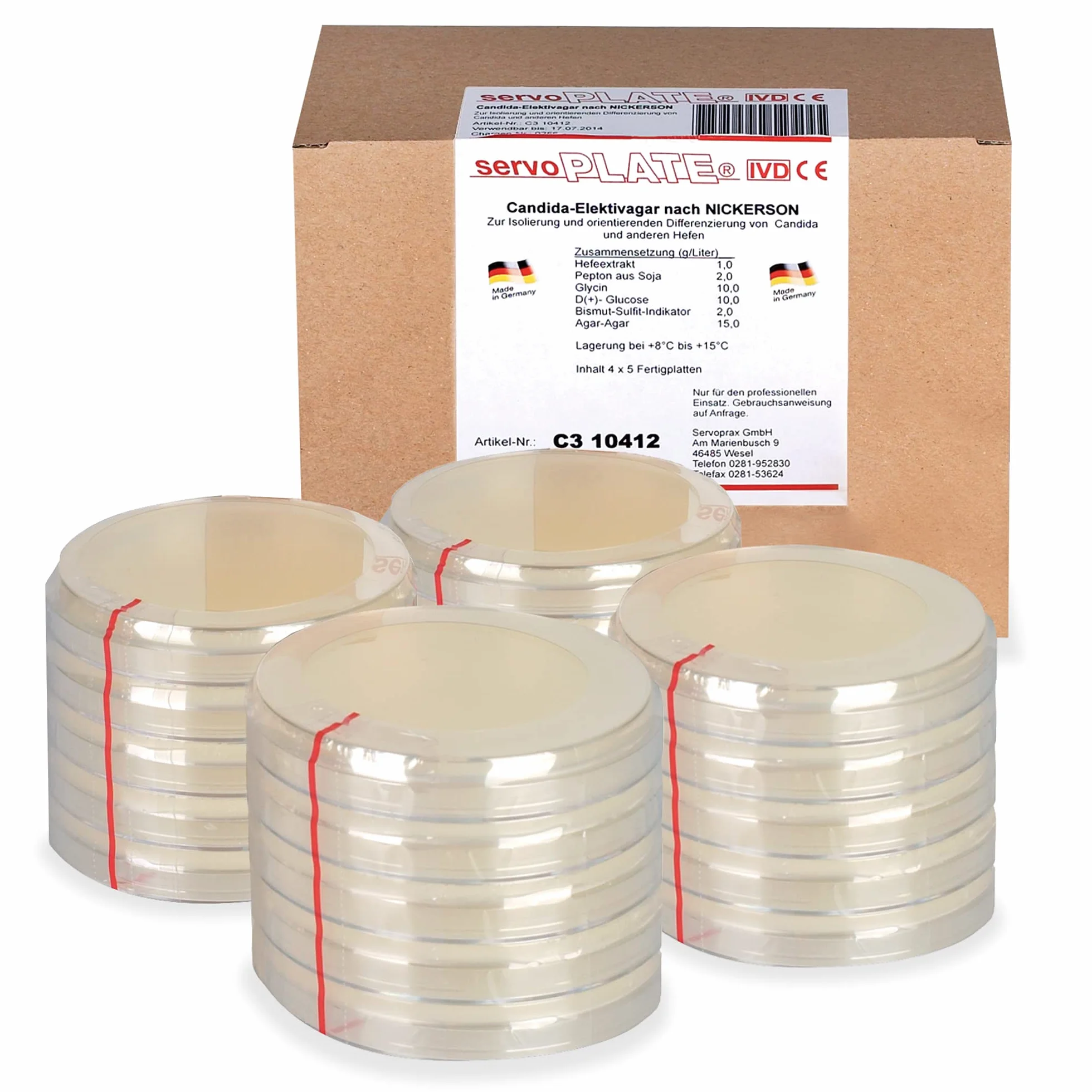 C3 10413 Grow Mediums Sabouraud 2% Glucosio Agar, confezione da 20