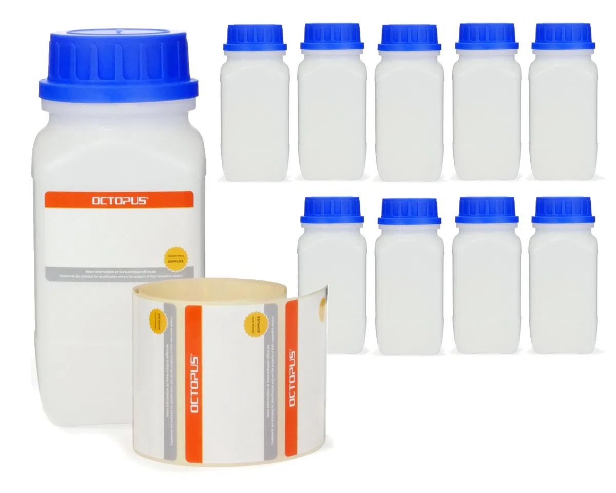 10 X Vasetto di bottiglie con tappo a vite, sostanze chimiche, Laboratorio Bottiglia con Coperchio come contenitore per cucina laboratorio, o hobby, trasparente, 10x 750 ml