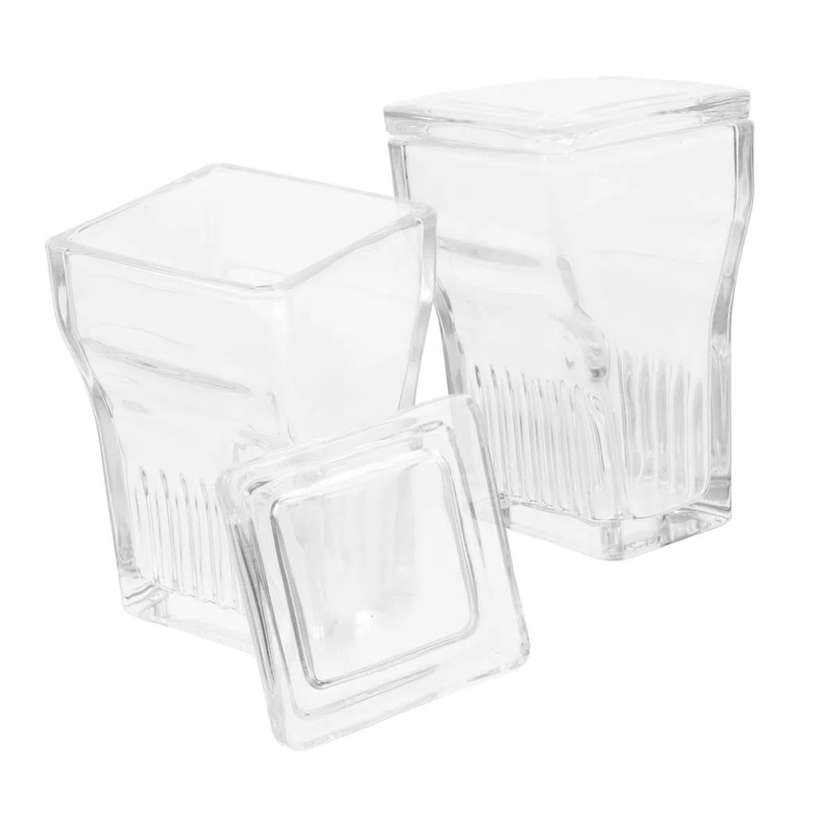 OUNONA Barattolo Vetrini con Coperchio 2 Pezzi in Vetro Trasparente per Colorazione Capacità 5 e 9 Design Verticale Salvaspazio per Laboratorio e Medicina