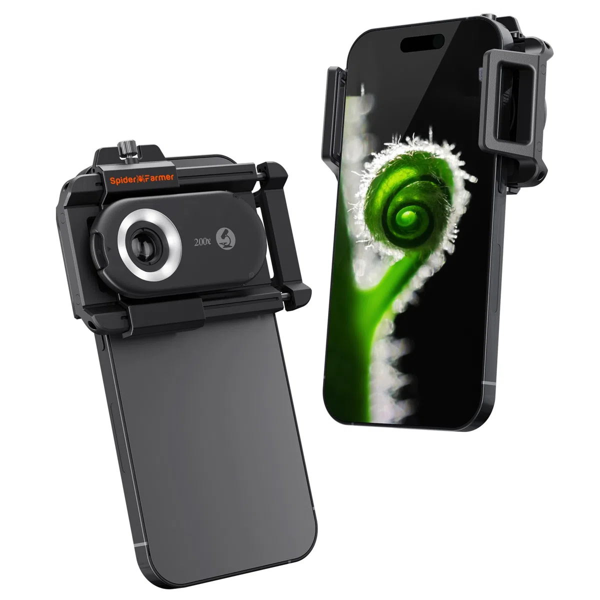 Spider Farmer Microscopio per cellulare Microscopio per smartphone 200x, lente d'ingrandimento per cellulare con LED per giardinieri/bambini, compatibile con iPhone/Android