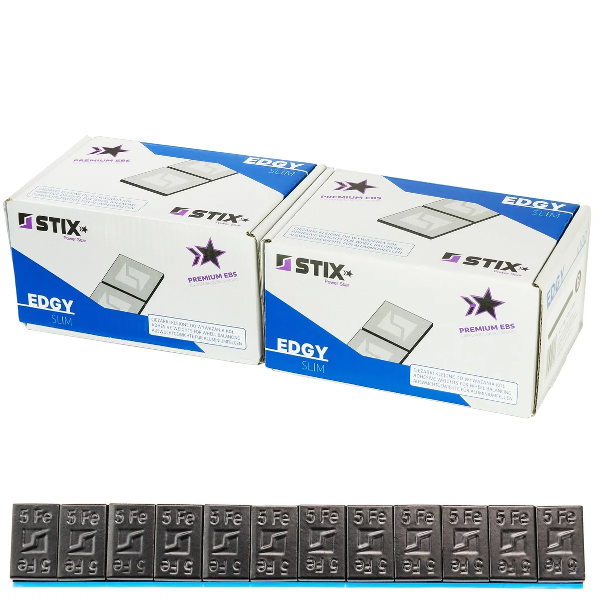 Stix Edgy Slim, 200 strisce di pesi di bilanciamento 60 g, 12 x 5 g, nero, 3,8 mm, pesi in acciaio zincato con ampio nastro adesivo per cerchioni in alluminio e cerchi neri