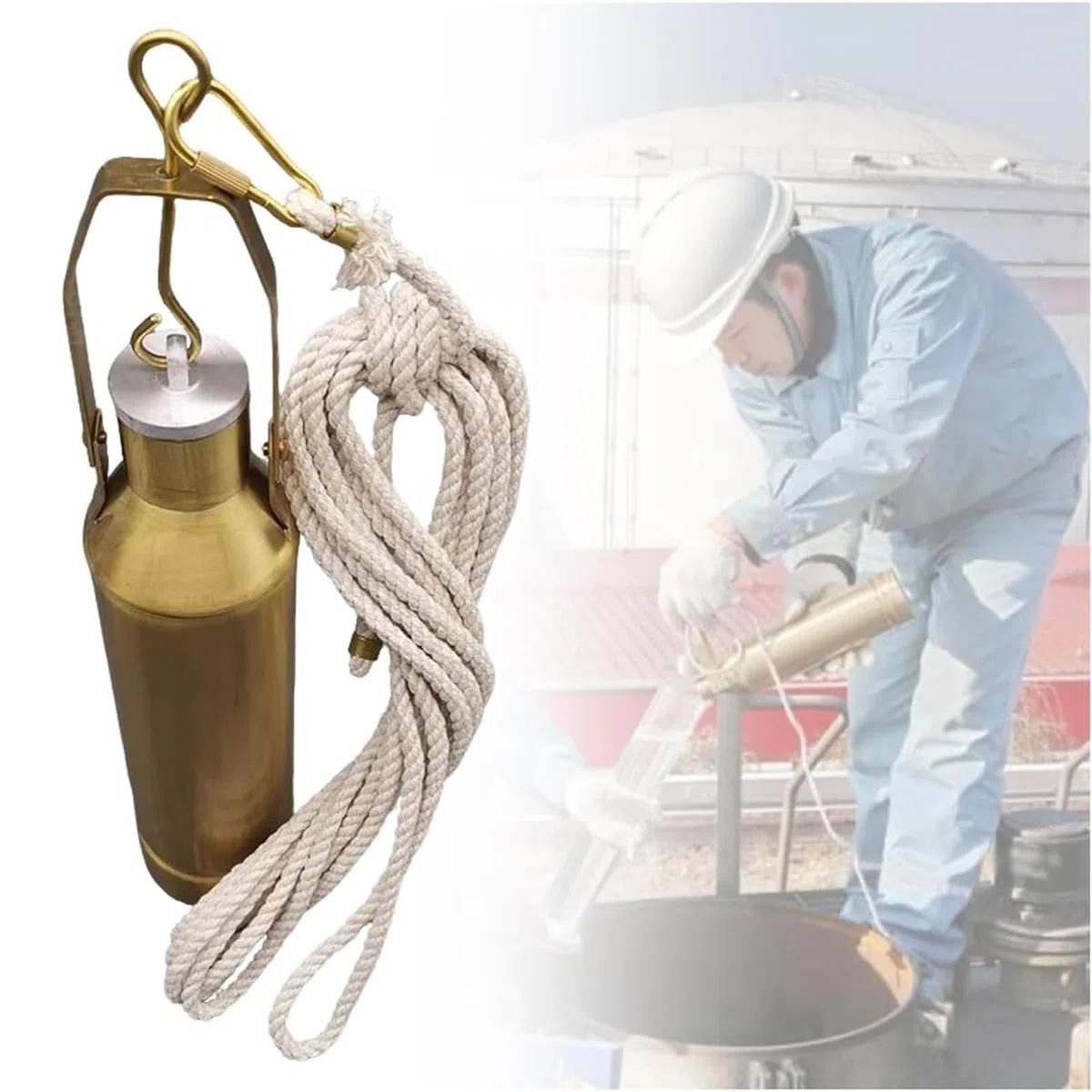 Flacone campionatore per Olio in Ottone - Kit di campionamento per Serbatoi di Carburante industriali per analisi dell'olio, 1000 ml (7x36 cm) - Strumento Essenziale per fabbriche e Serbatoi