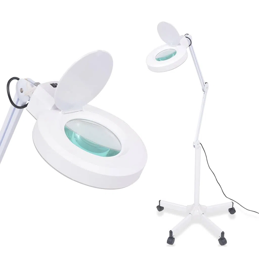 vidaXL Lampada da Pavimento con Lente Ingrandimento a Stelo da Terra Piantana
