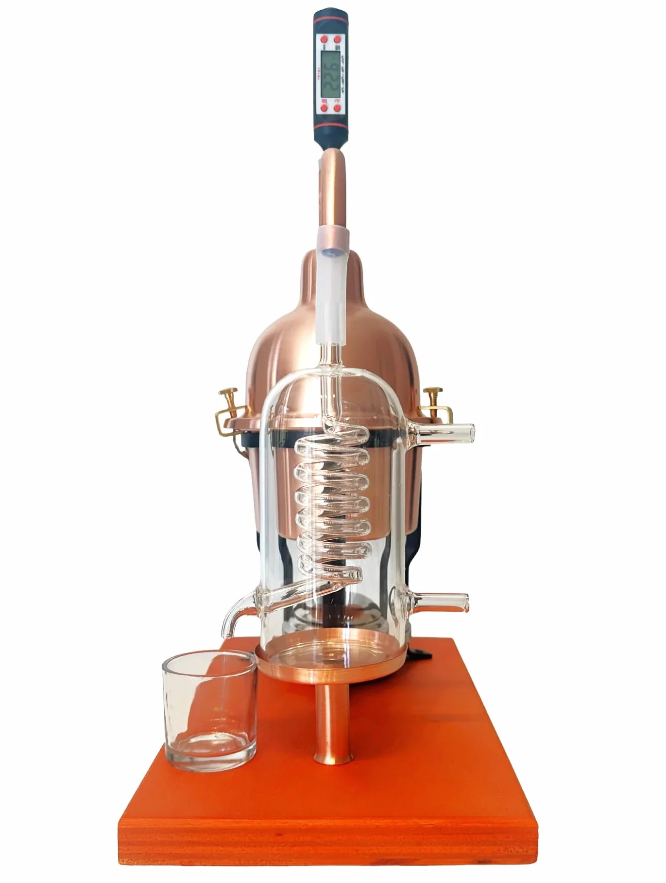 CAFA Distillatore Alambicco in rame con serpentina in vetro di Boemia capacità 0.6 litri