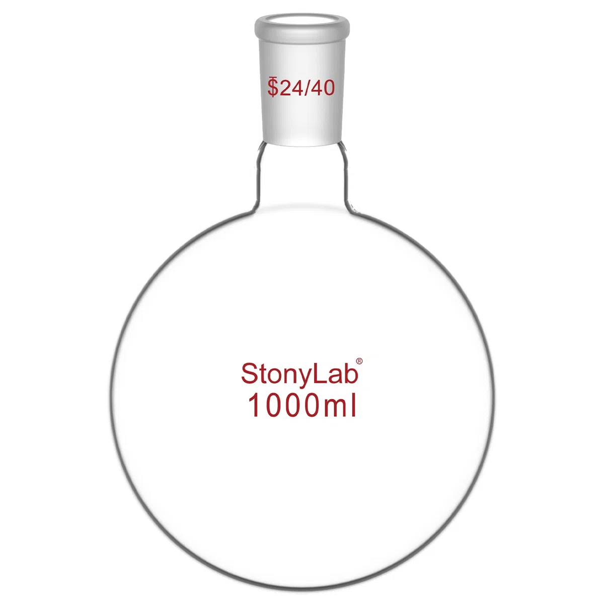 stonylab Matraccio Laboratorio, Matraccio Fondo Rotondo da Parete Pesante a Collo Singolo in Vetro Borosilicato RBF con Giunto Esterno Standard 24/40, Round Bottom Flask per Laboratorio - 1000ml