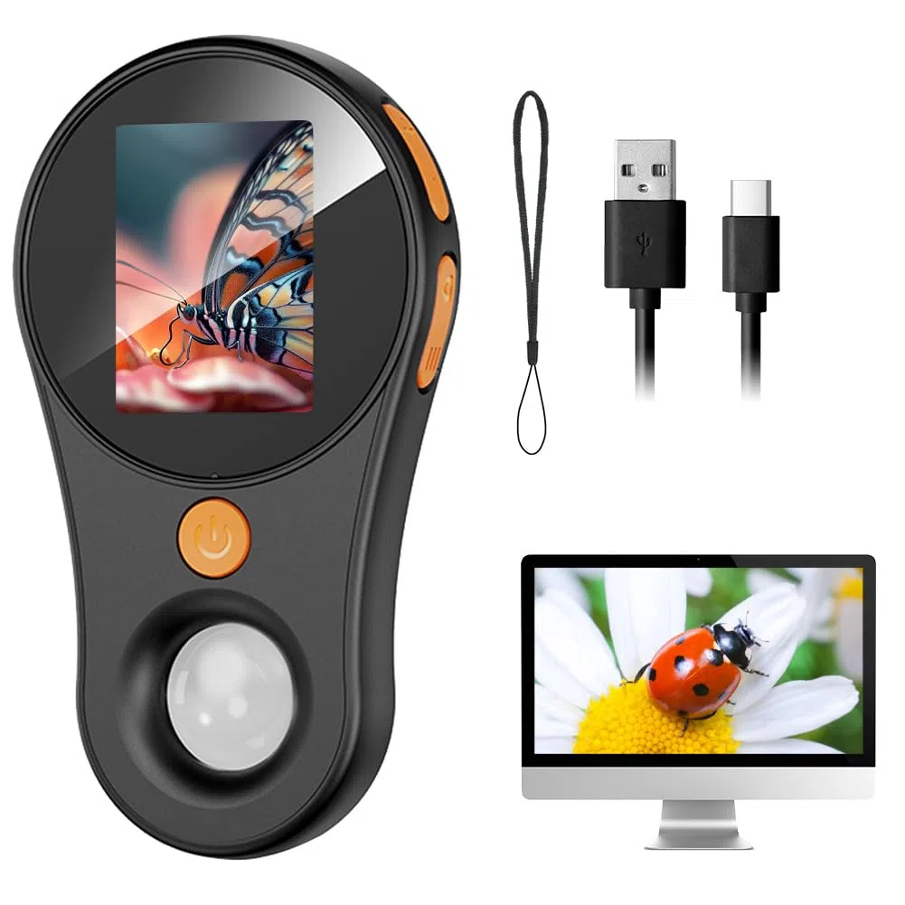Microscopio portatile 500X per adulti/bambini, mini microscopio tascabile con schermo IPS da 2,0'' con 8 LED regolabili, microscopio digitale ricaricabile, vista PC compatibile con Windows
