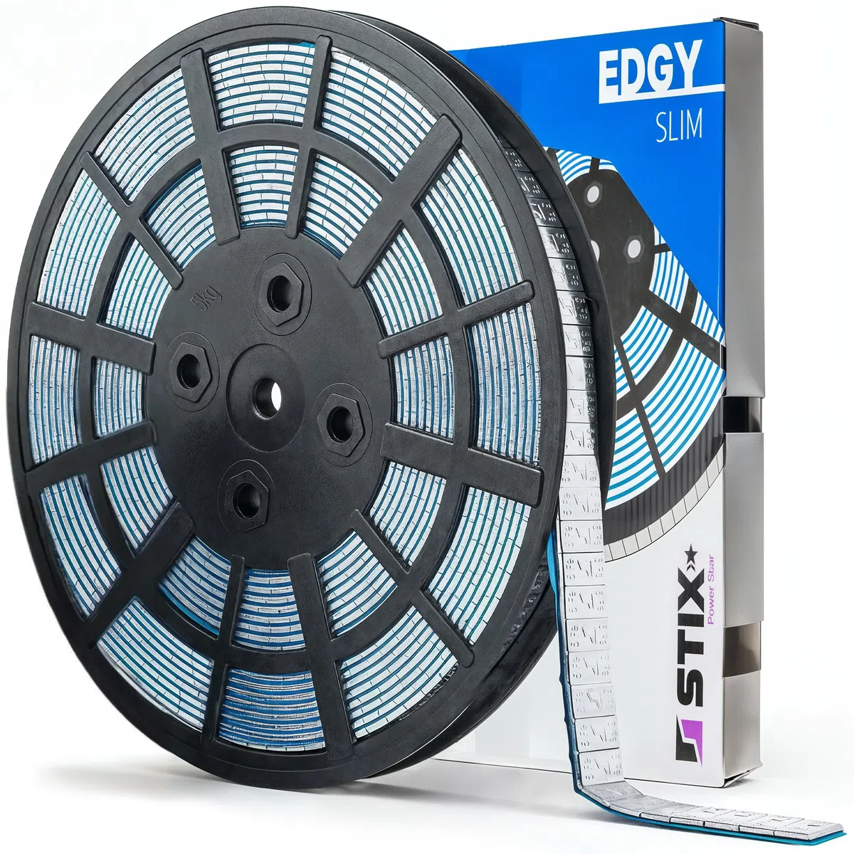 Stix Pesi adesivi Edgy Slim - 1200 pezzi da 5 g su rotolo, zincati, spessi 3,5 mm, forma spigolosa, per cerchi in lega auto, SUV, fuoristrada, officina pneumatici