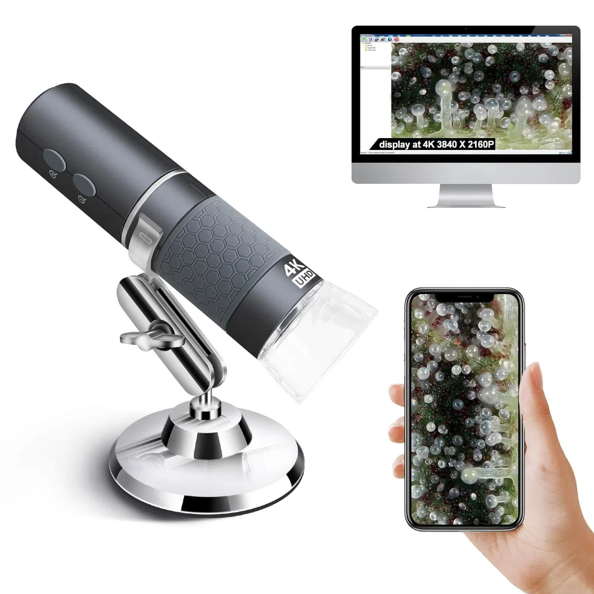 4K WiFi microscopio per Android, da 50 a 1000X USB Wireless Digital Scope Fotocamera per endoscopio Super HD compatibile con telefono Android Tablet iPhone iPad Windows Mac Chrome Linux