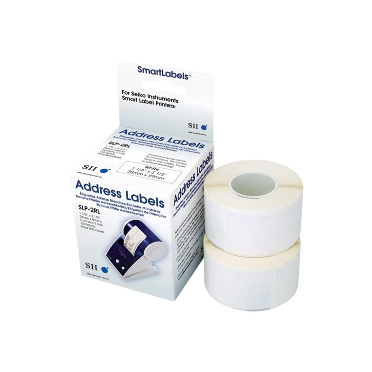 SLP-2RLH WHITE LABEL 28X89MM 260 LAB/ROLL