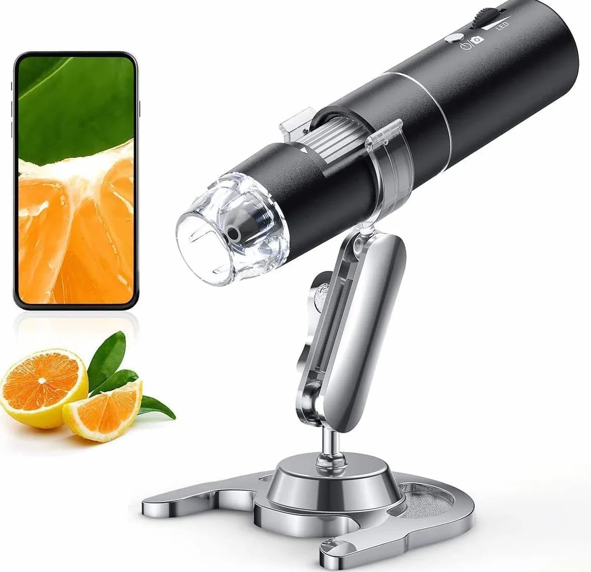 SKYBASIC Microscopio Digitale WiFi, Handy-Microscopio Digitale Portatile con 8 LED Mini Videocamera Compatibile per Android/iOS/Windows/Mac, Ingrandimento da 50X a 1000X 1080P
