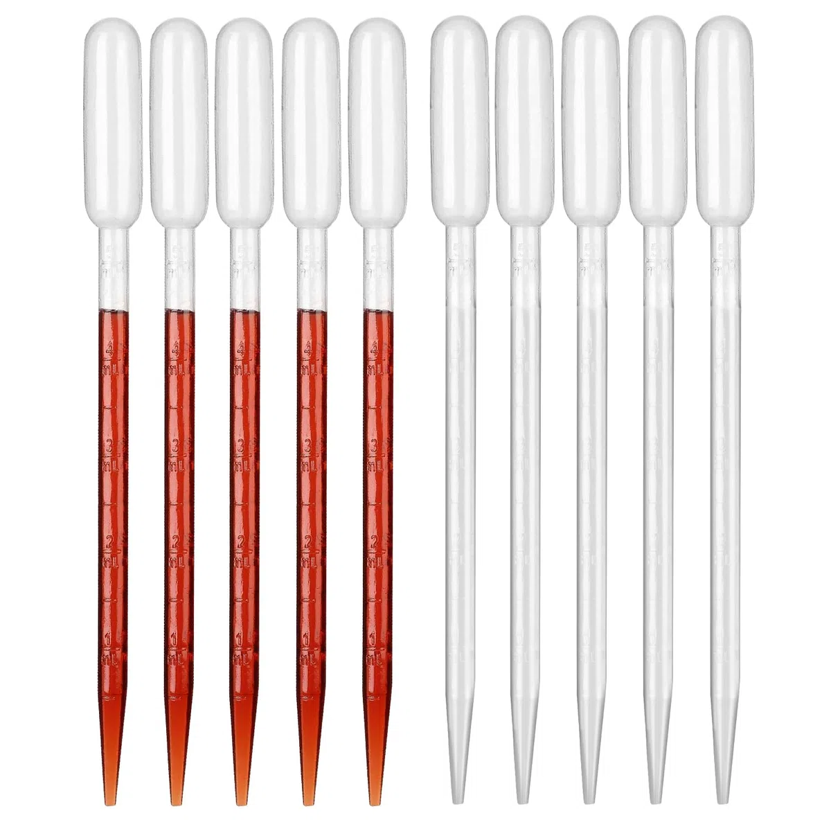 Hyber&Cara 100 pz Pipetta contagocce in plastica graduata 5 ml pipette pasteur per trasferimento di liquidi