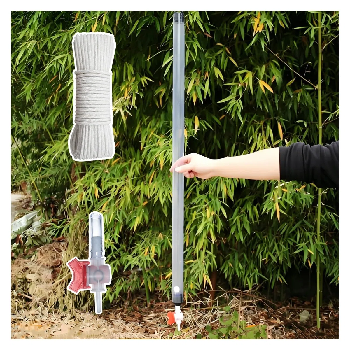 Campioni d'Acqua Kit per Il Campionamento dell'Acqua con 1 Valvola Regolazione E Fune 10m, Campionatore per Liquidi 250 500 1000ml, Campionatore A Immersione Sottile(37 1/5 in(945mm)-1000ml)