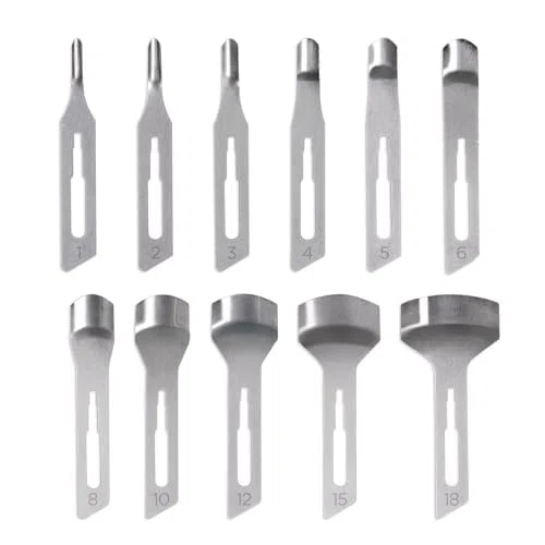 PODOCARE Lame per podologia per Sgorbie per Estetiste, Lame per Ipercheratosi, prodotti Medicali e sterili monouso conf. 10 pezzi (10 pz N° 12)